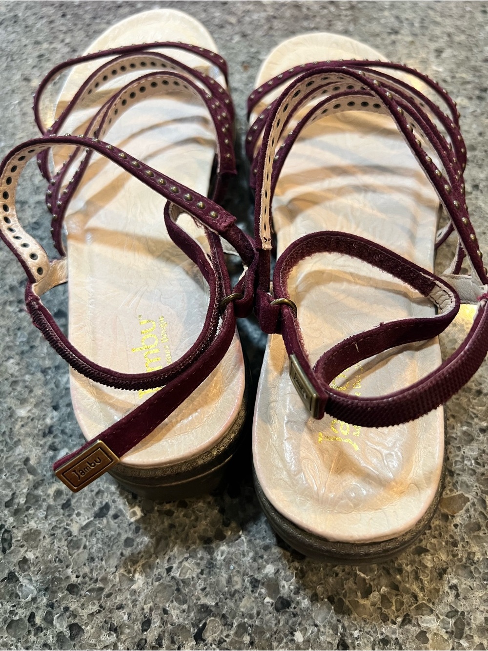 Jambu Women’s Strappy Studded Sandals - Burgundy - Picture 4 of 5